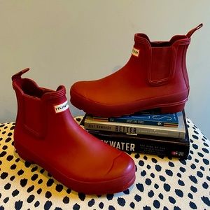 Hunter Red Chelsea Rain Boots